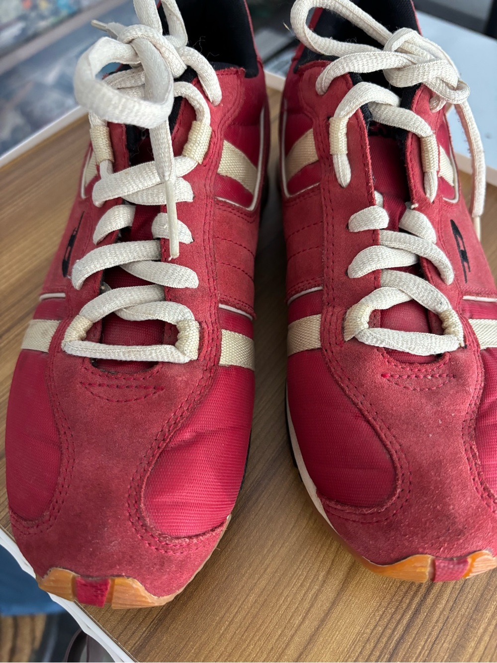 Diesel Sneakers: Red Athletic Sneakers with Cream Accents